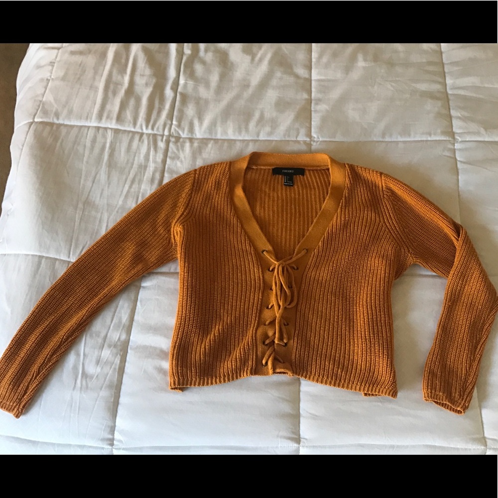 Crisscross crop sweater